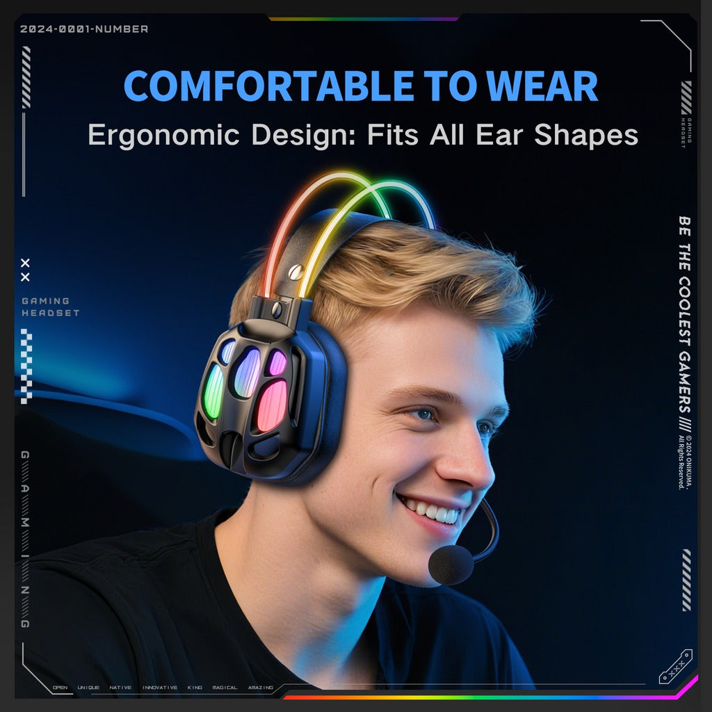 Onikuma X89 RGB Gaming Headphone with Noise-Cancelling Microphone