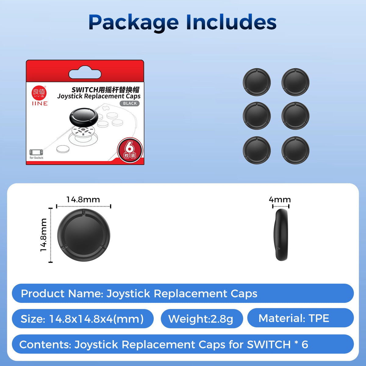 IINE Joystick Replacement Caps for Nintendo Switch (L1033)