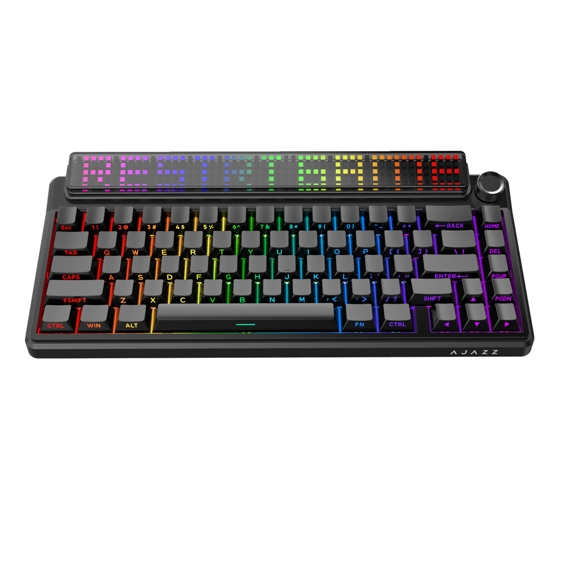 Ajazz Pixel68 Dot Matrix Large Screen RGB Tri-Mode Mechanical Keyboard (Black) (White Peach Switch)