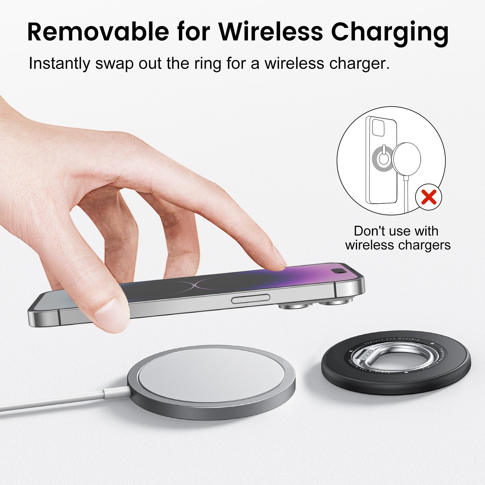 SODI BM350 Double-Sided Magnetic Phone Ring Holder Grip for iPhone