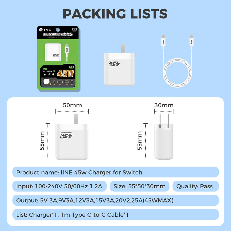 IINE 45W Charger for Nintendo Switch (L978)