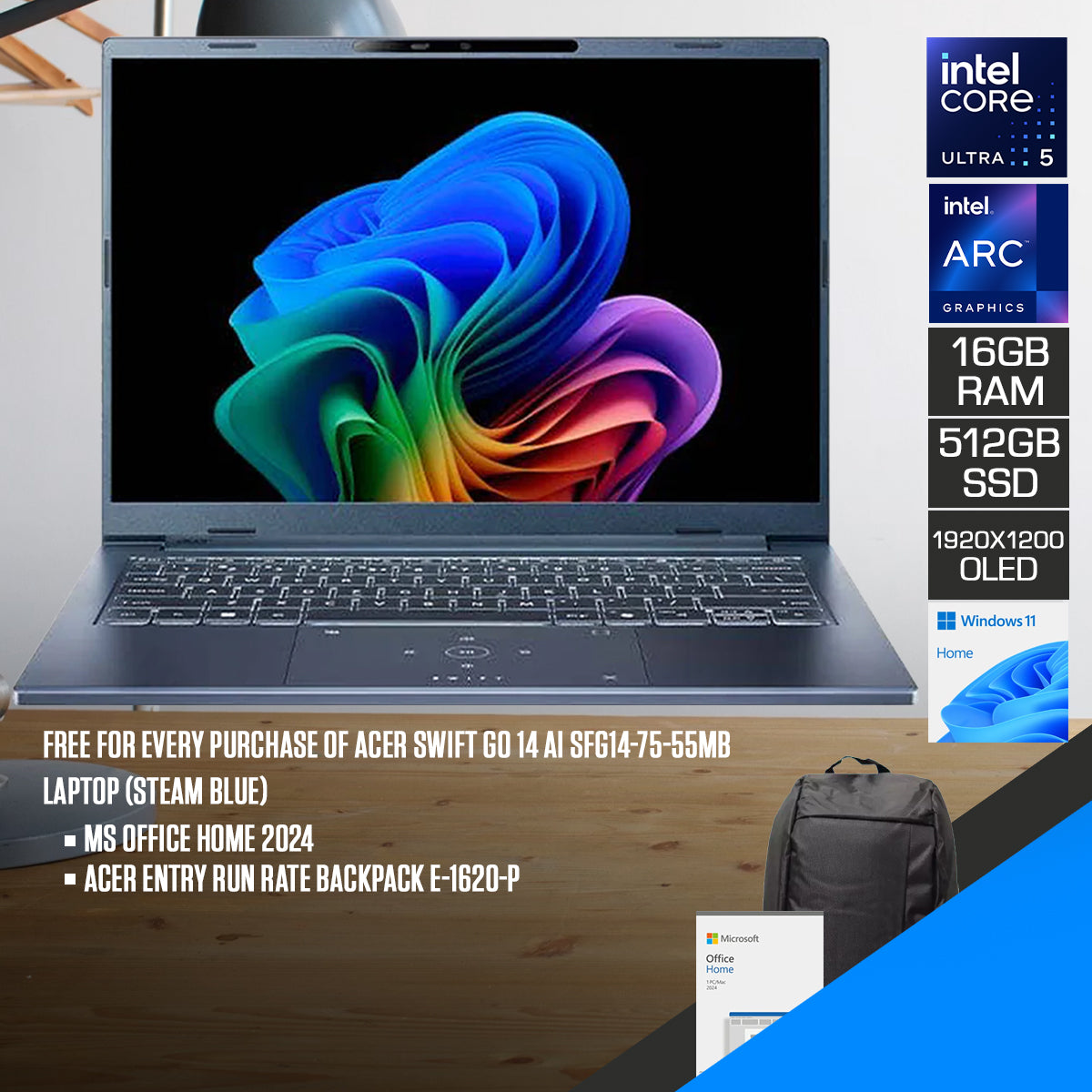Acer Swift Go 14 AI SFG14-75-55MB Laptop (Steam Blue)