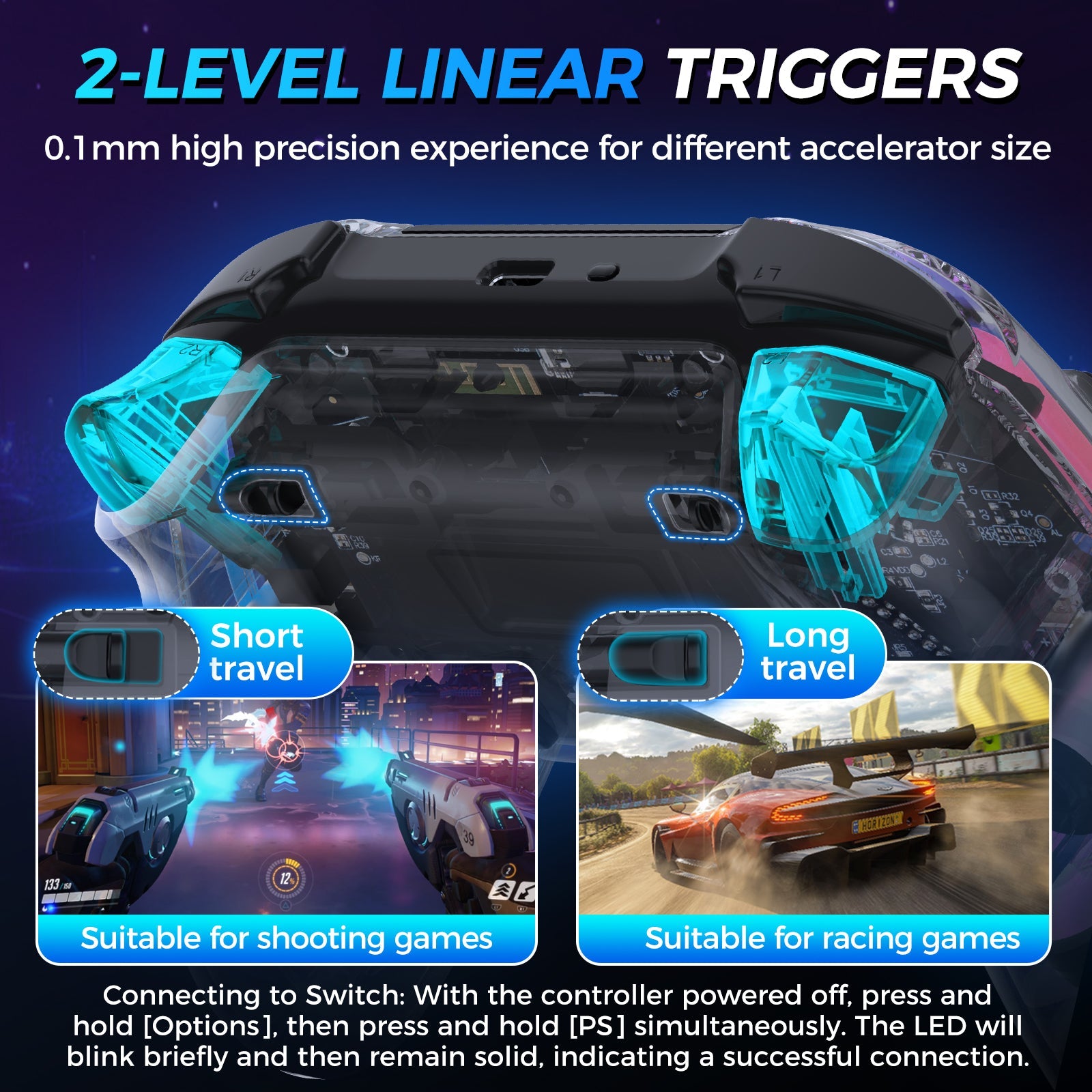 IINE Bastet Wireless Controller for PS4 / PC (Transparent) (L977)