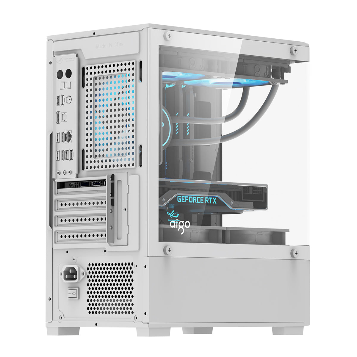 Aigo C196M Standard M-ATX Chassis Tempered Glass Side Panel with 3xCL12 Fans PC Case