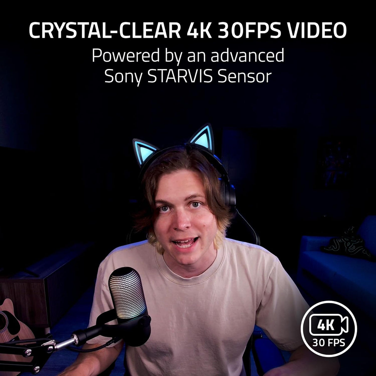 Razer Kiyo V2 4K 30 FPS AI Webcam for Creators (Black, White, Quartz)