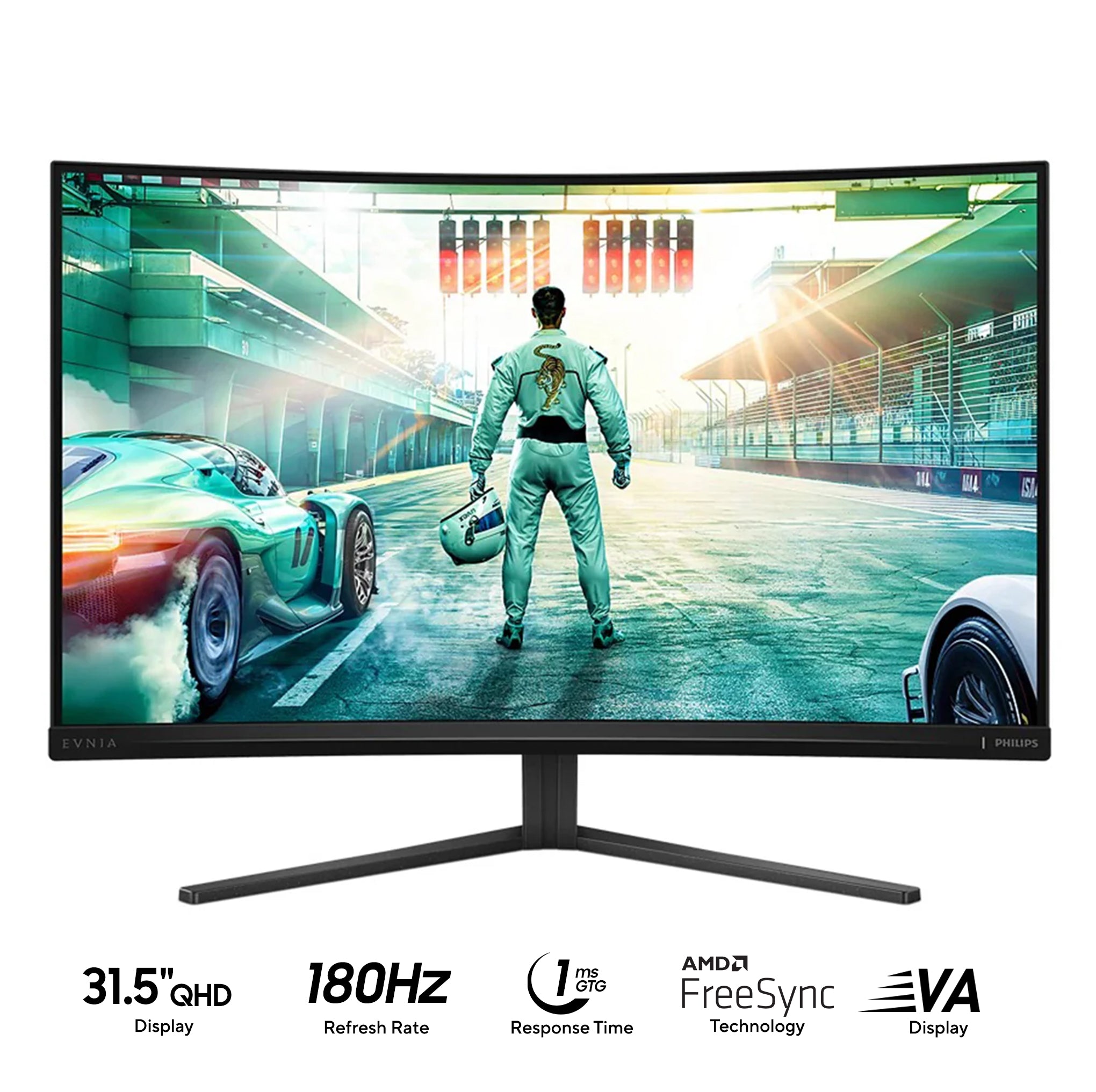 Philips Evnia 32M2C3500L/96 31.5" QHD (2560x1440) 180Hz 1ms GTG Fast VA Curved Gaming Monitor with Tilt Adjustment (Black)