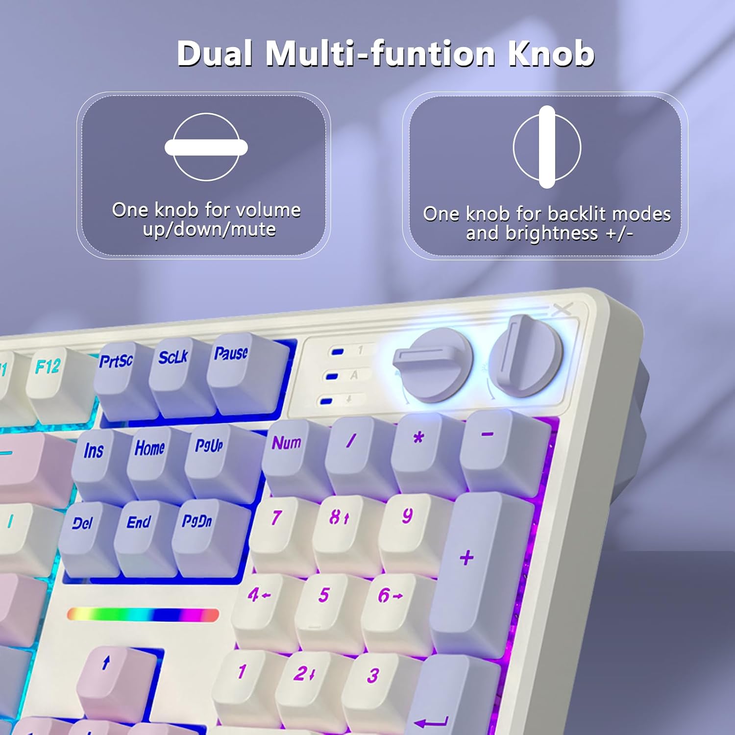 E-Yooso Z-104 RGB Wired Mechanical Keyboard White-Pink-Purple