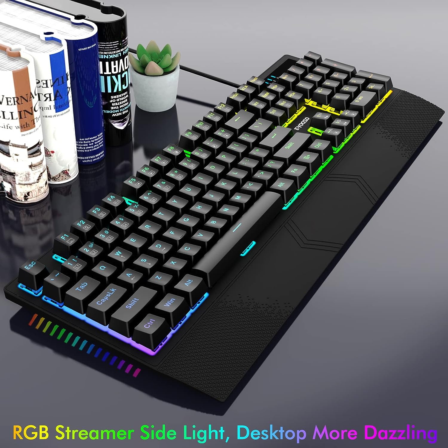 E-Yooso K-662 Rainbow Light 104-Keys Wired Mechanical Keyboard Black