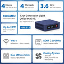 Beelink Mini S13 Intel Twin Lake N150 16GB RAM 512GB SSD Windows 11 Home Mini PC (Navy Blue)