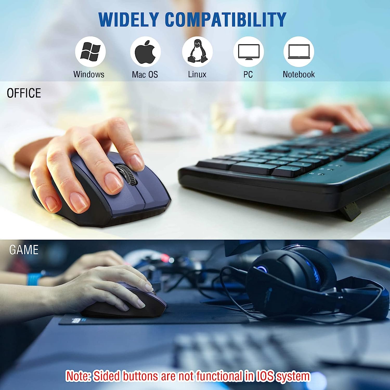E-Yooso E-1010 Wireless Mouse (Blue)