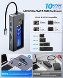 Orico M.2 NVMe/SATA with 8in1 Multi Docking Hub 10Gbps USB-C 3.2 Gen2 PD100W (OM28P-G2) (Black)