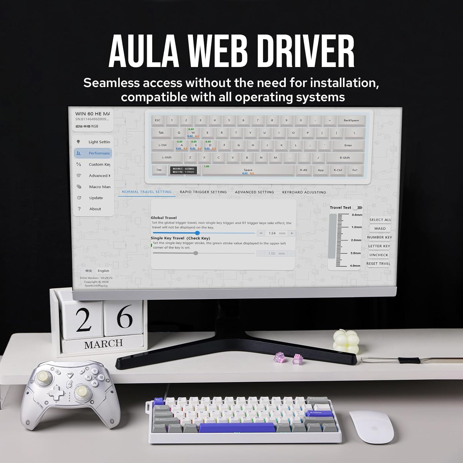 Aula WIN60 HE Max 61-Key RGB 60% Wired Magnetic Switch Gaming Keyboard