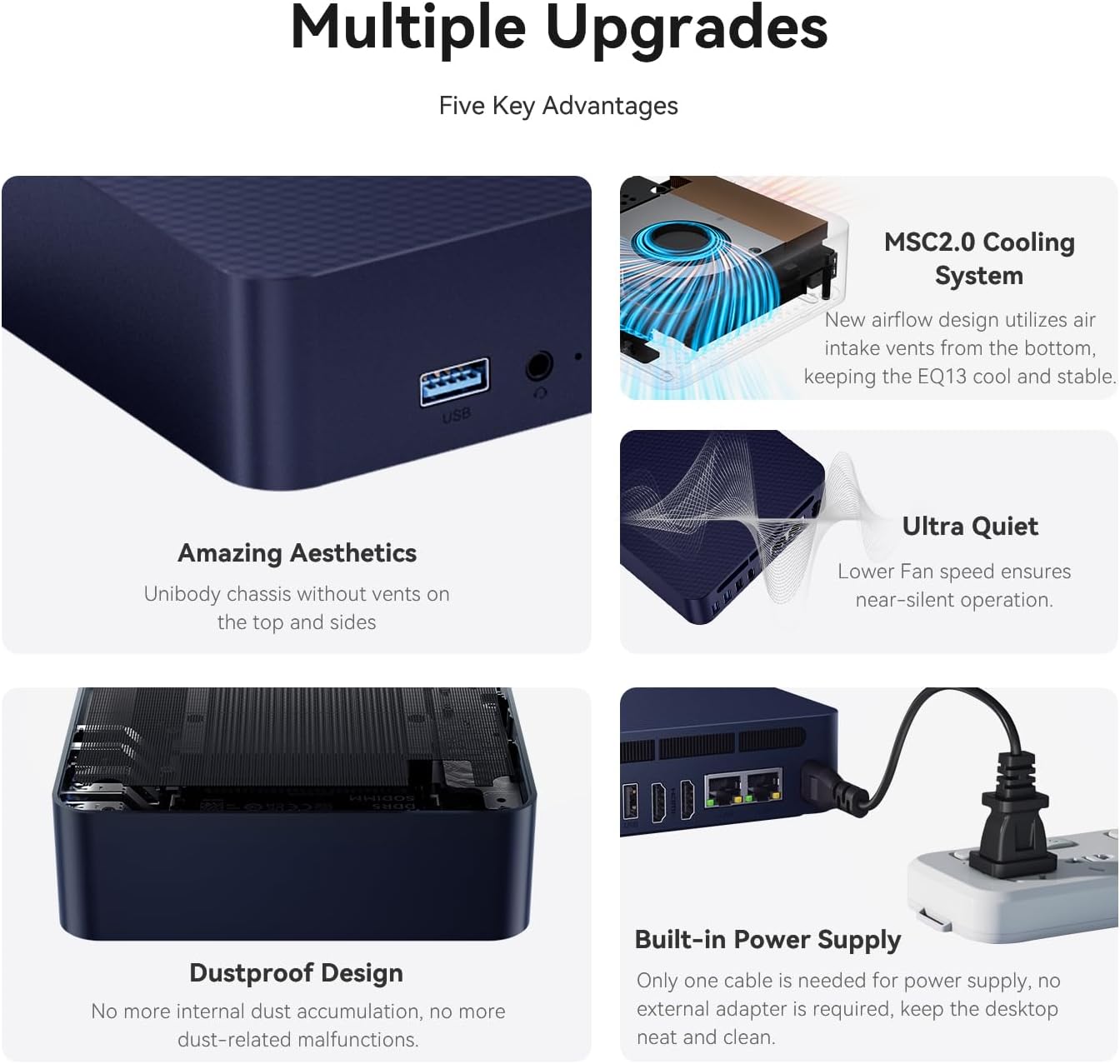Beelink EQ13 Intel Alder Lake N100 16GB RAM 500GB SSD Windows 11 Pro Mini PC (Navy Blue)