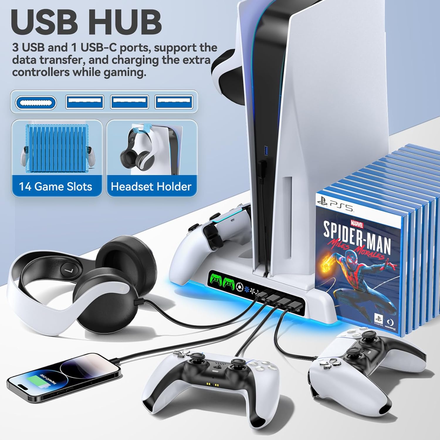 PS5 Cooling Stand With Dual Controller Charger For PS5 Digital & Disc Editions (NG-P5235X-01)