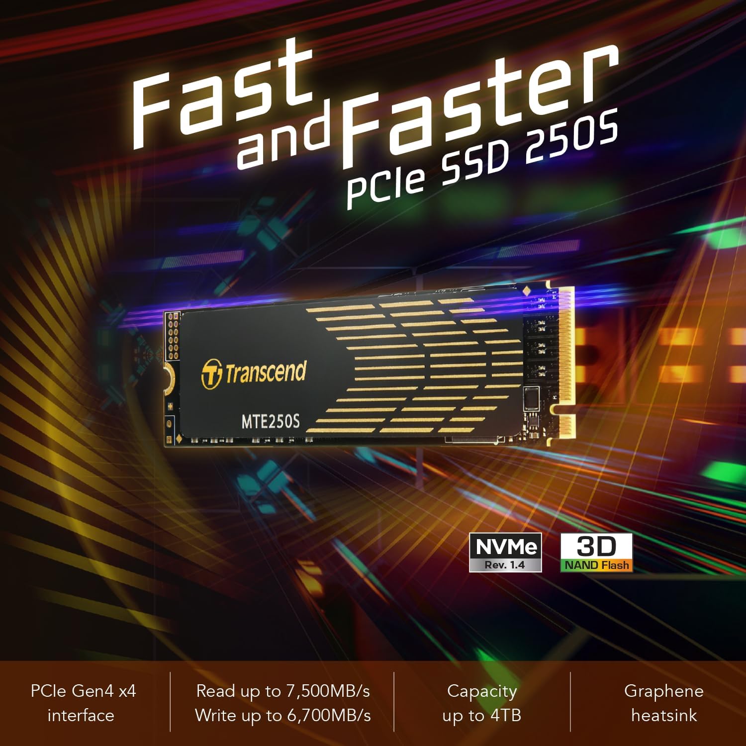 Transcend 250S M.2 2280 NVMe PCIe Gen4 x4 Internal Gaming SSD