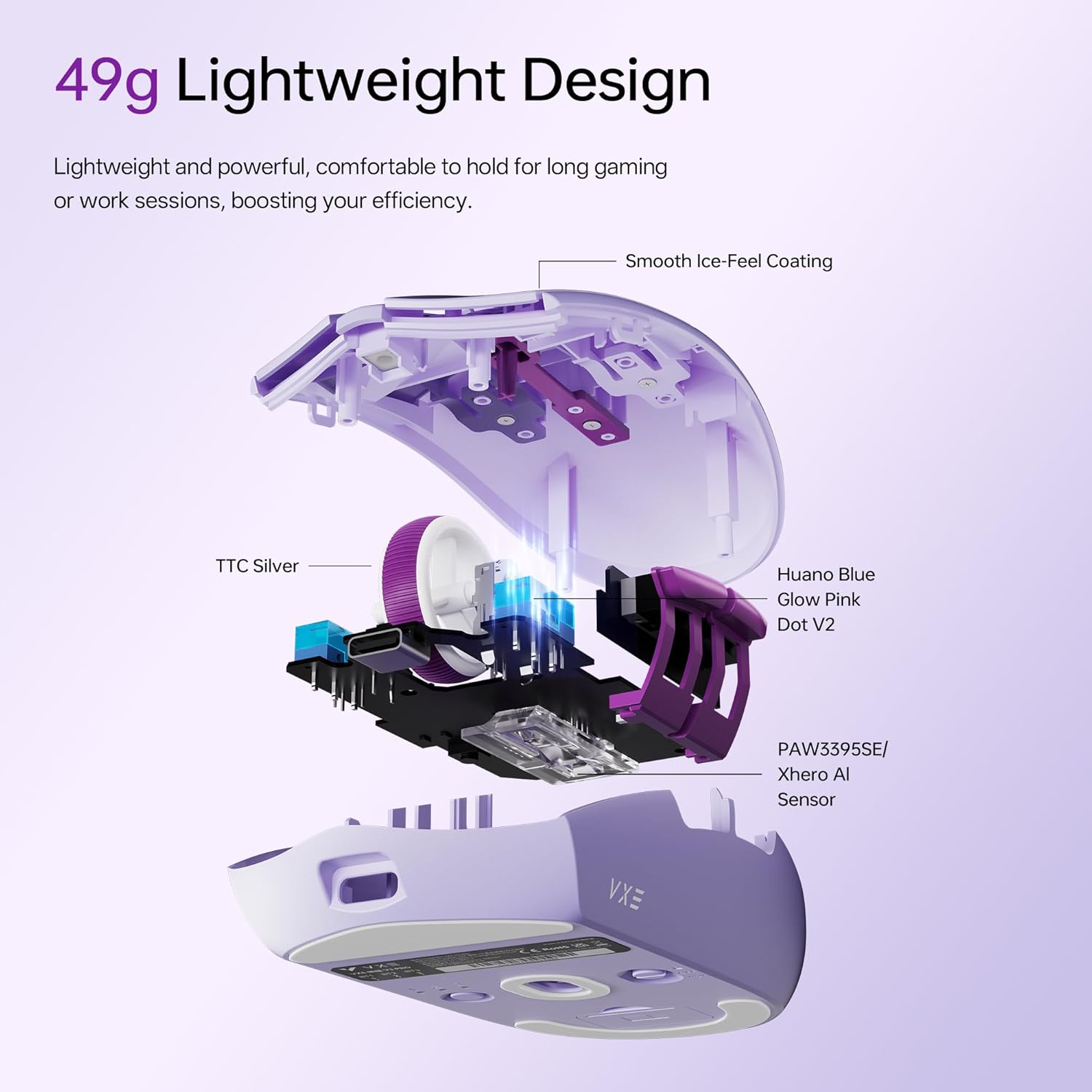 VXE Dragonfly V3 Pro Wireless Gaming & Office Mouse (White)