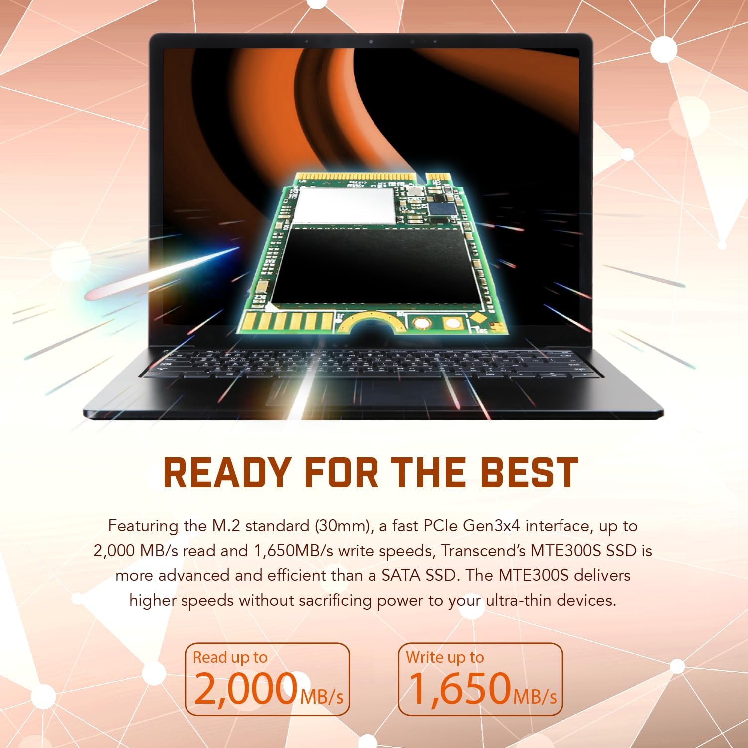 Transcend M.2 2230 PCIE Gen 3 X4 3D NAND NVME SSD (256GB, 512GB, 1TB) (TS256GMTE300S, TS512GMTE300S, TS1TMTE300S)