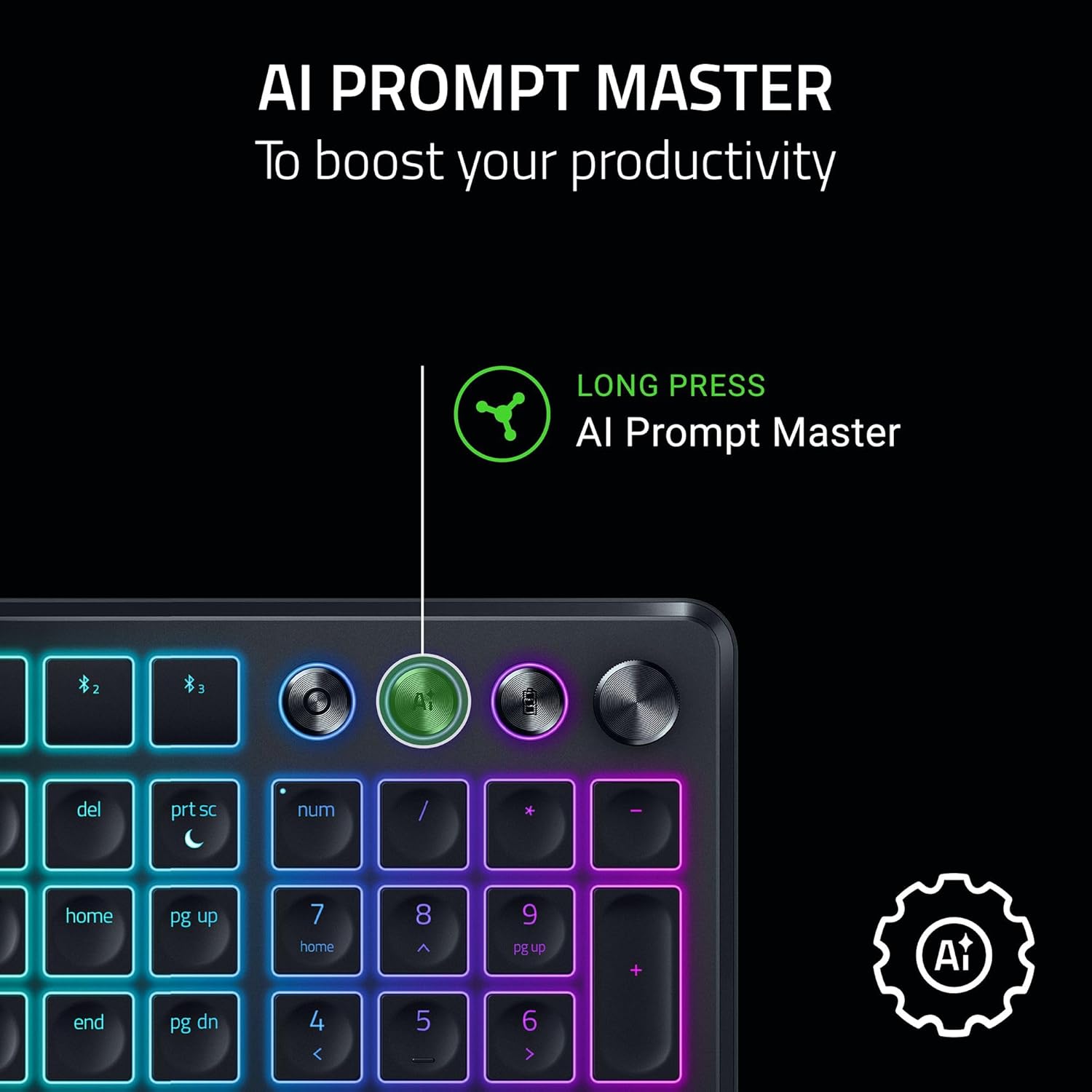 Razer Pro Type Ergo Wireless Split Ergonomic RGB Keyboard (Black)