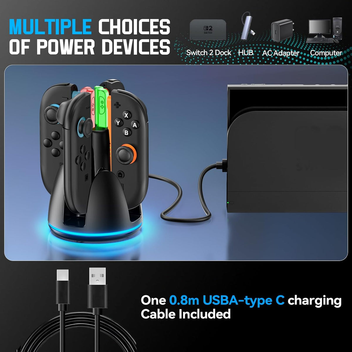 Nintendo Switch 2 Controller Charging Dock (Black) (VG-SW208)