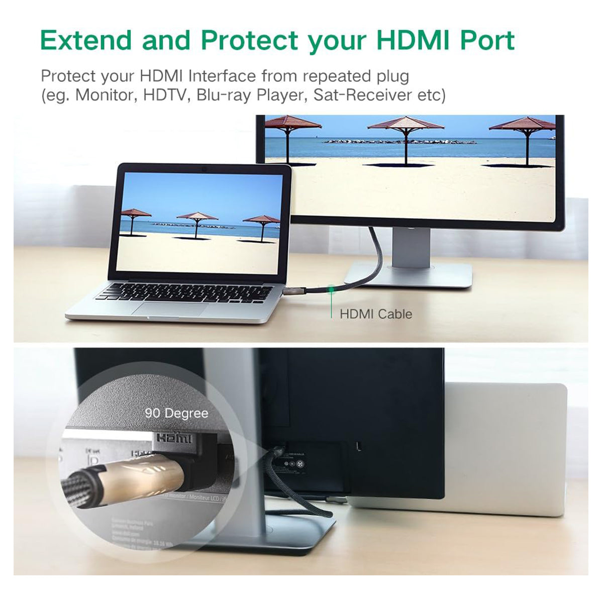 Ugreen HDMI 4K Male to Female Up-Angled Adapter (HD112/20110)