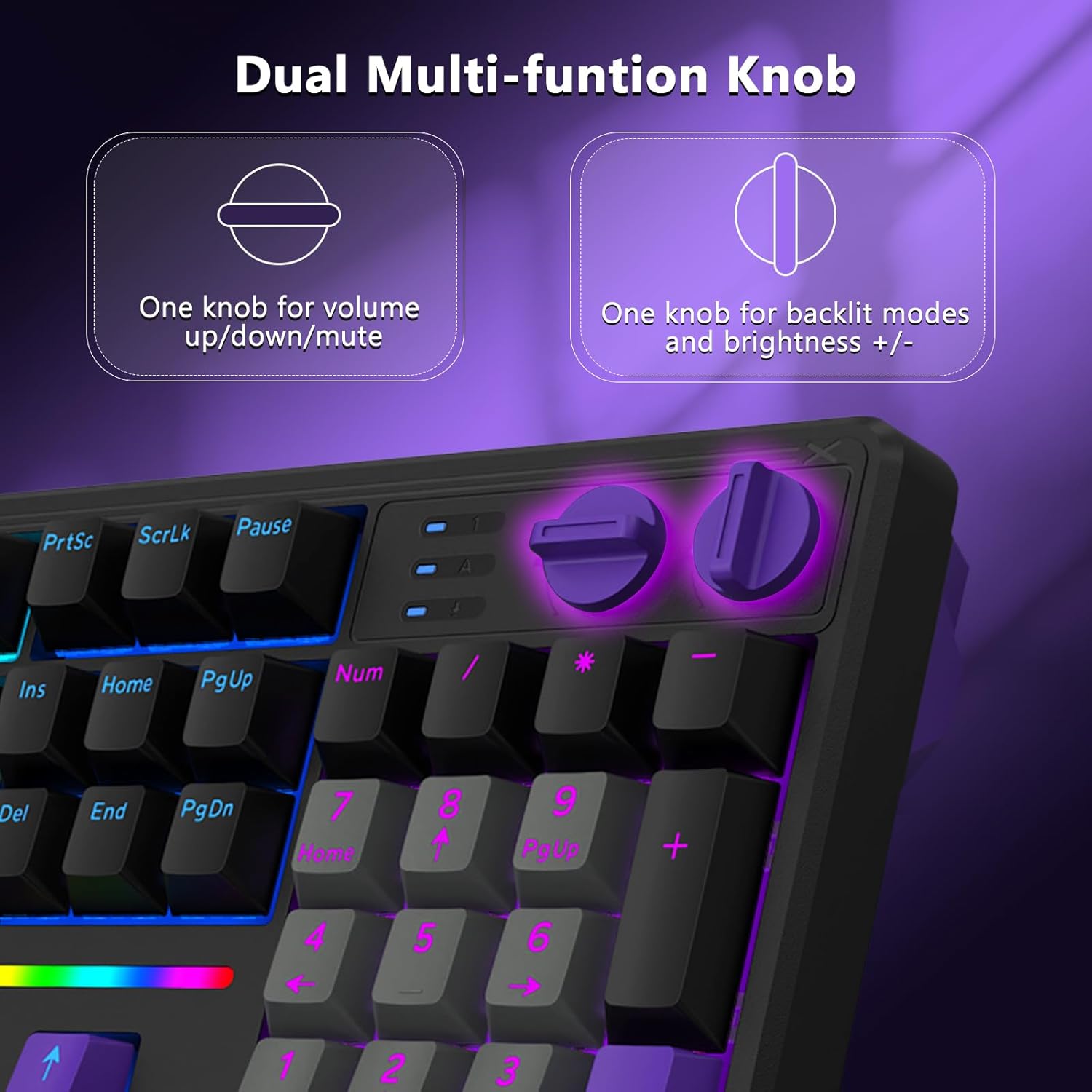 E-Yooso Z-104 Rainbow Light Wired Mechanical Keyboard Grey/Black/Purple (Silverwood Switch)
