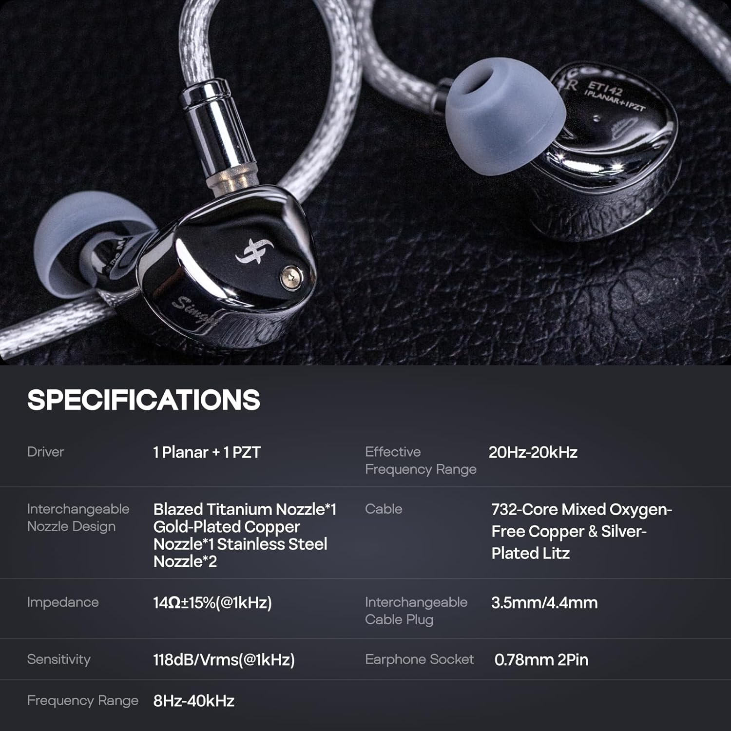 SIMGOT ET142 Advanced Dual-Symmetric Magnetic Planar & PZT In-Ear Monitor