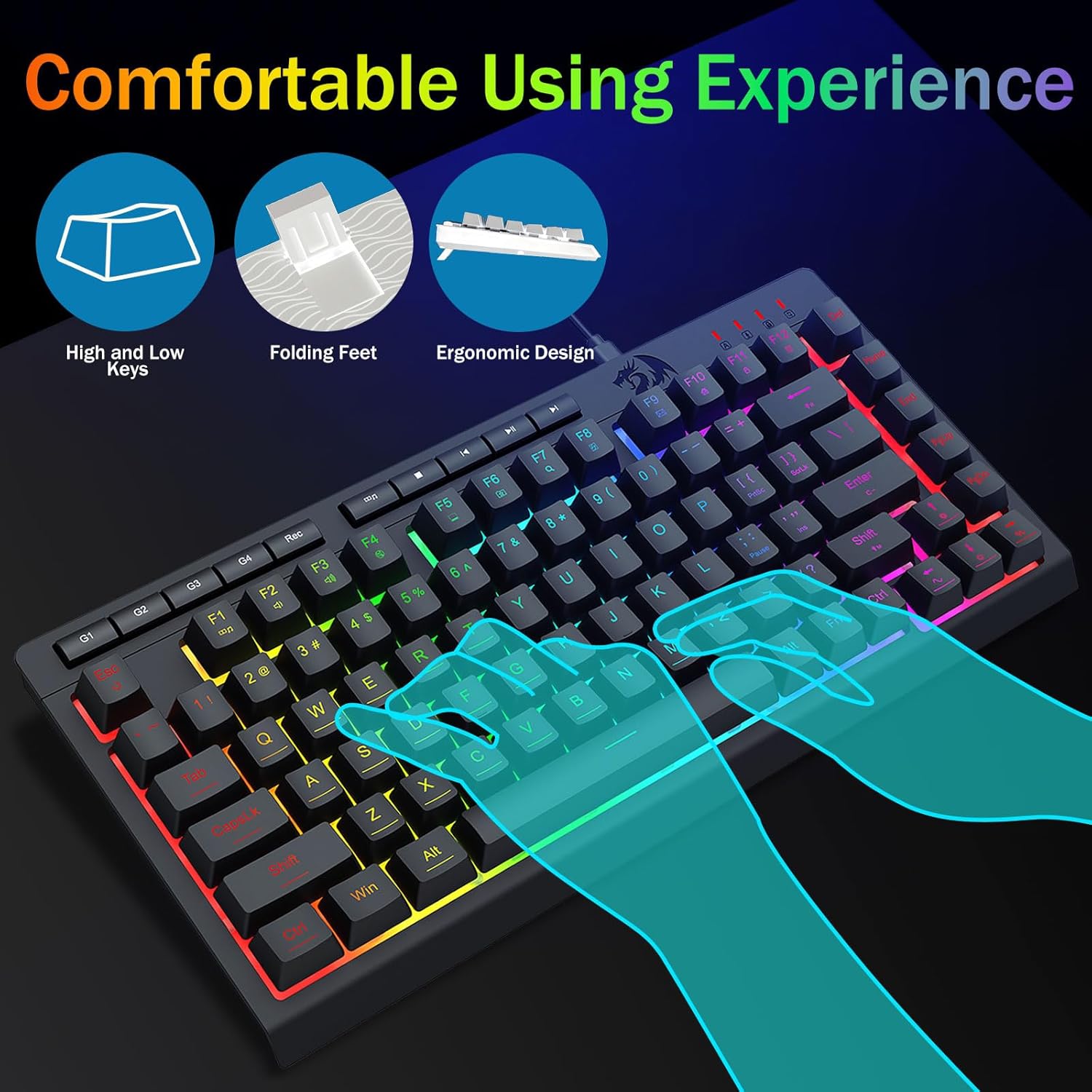 Redragon Crescent K524-RGB 75% Wired Gaming Keyboard With Macro Keys