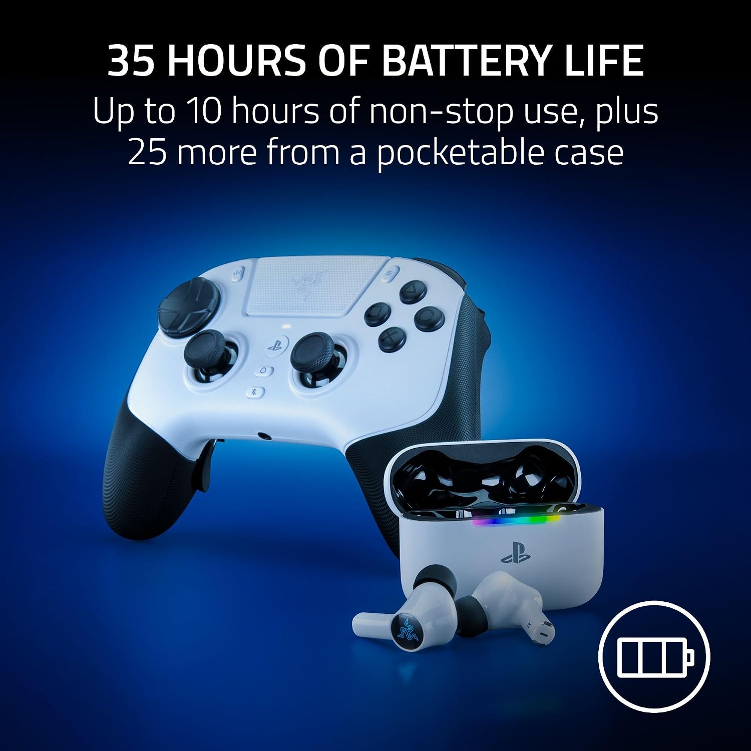 Razer Hammerhead V3 X HyperSpeed Wireless Multi-Platform Gaming Earbuds for PS5 (White)