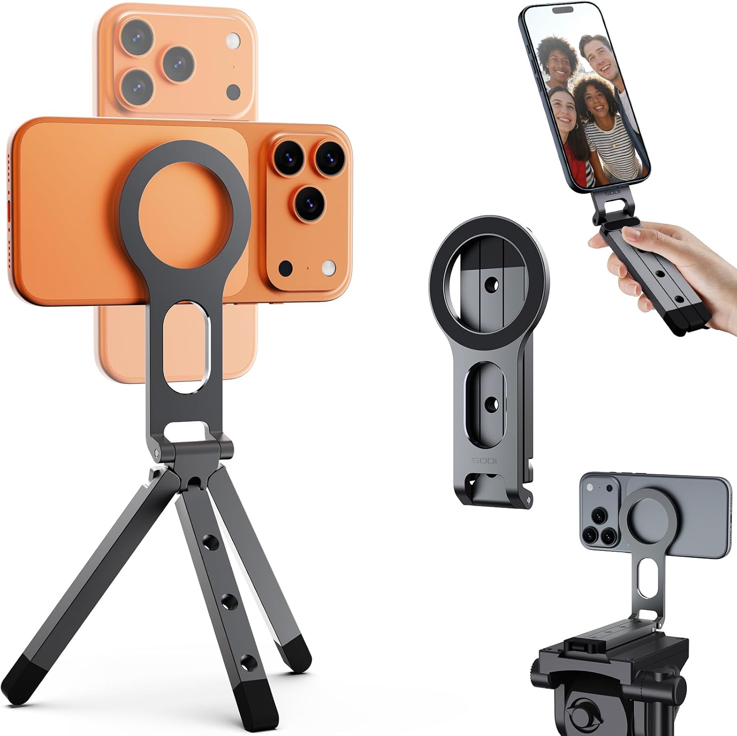 SODI ST05 Magnetic Tripod Adjustable Phone Holder (Black)