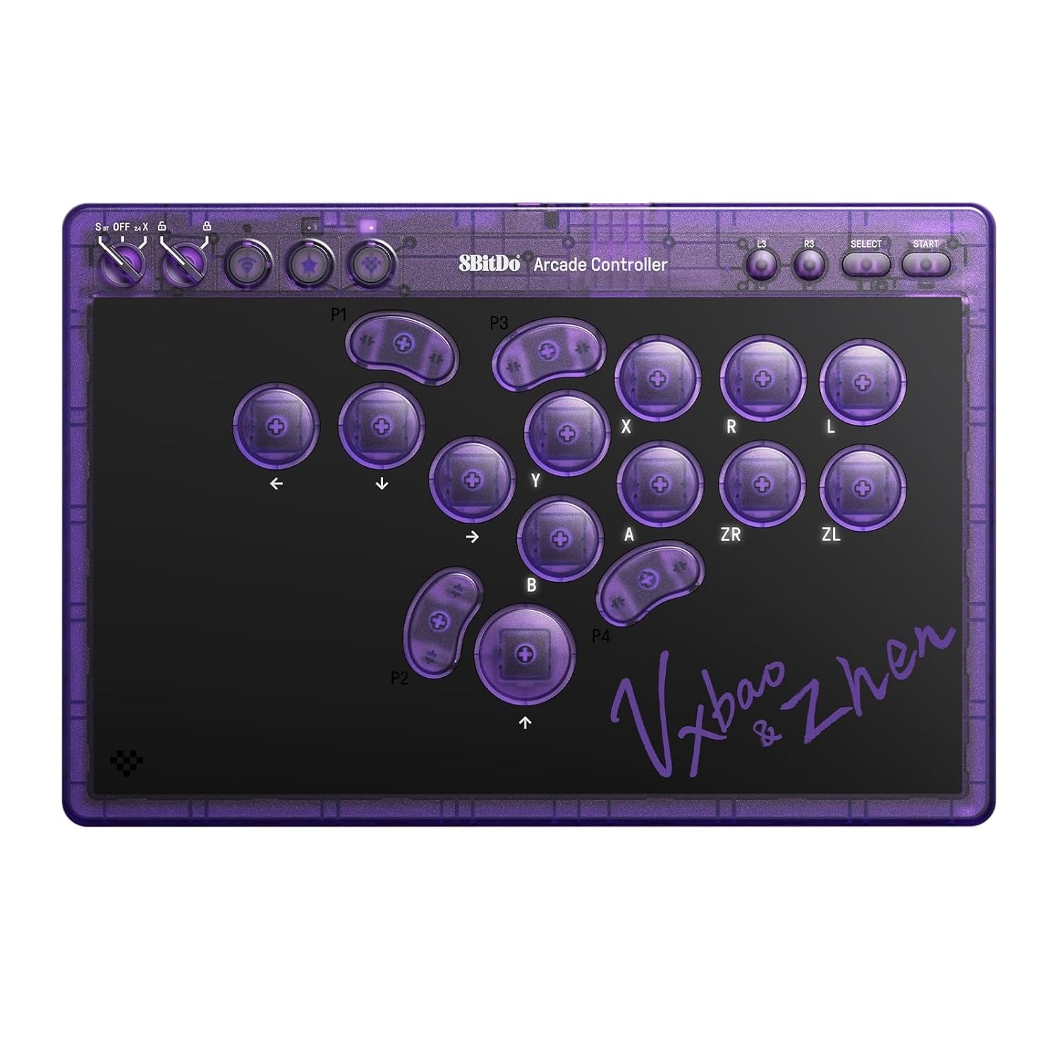 8Bitdo Arcade Controller for Nintendo Switch / Windows (Transparent Purple) (80FG)