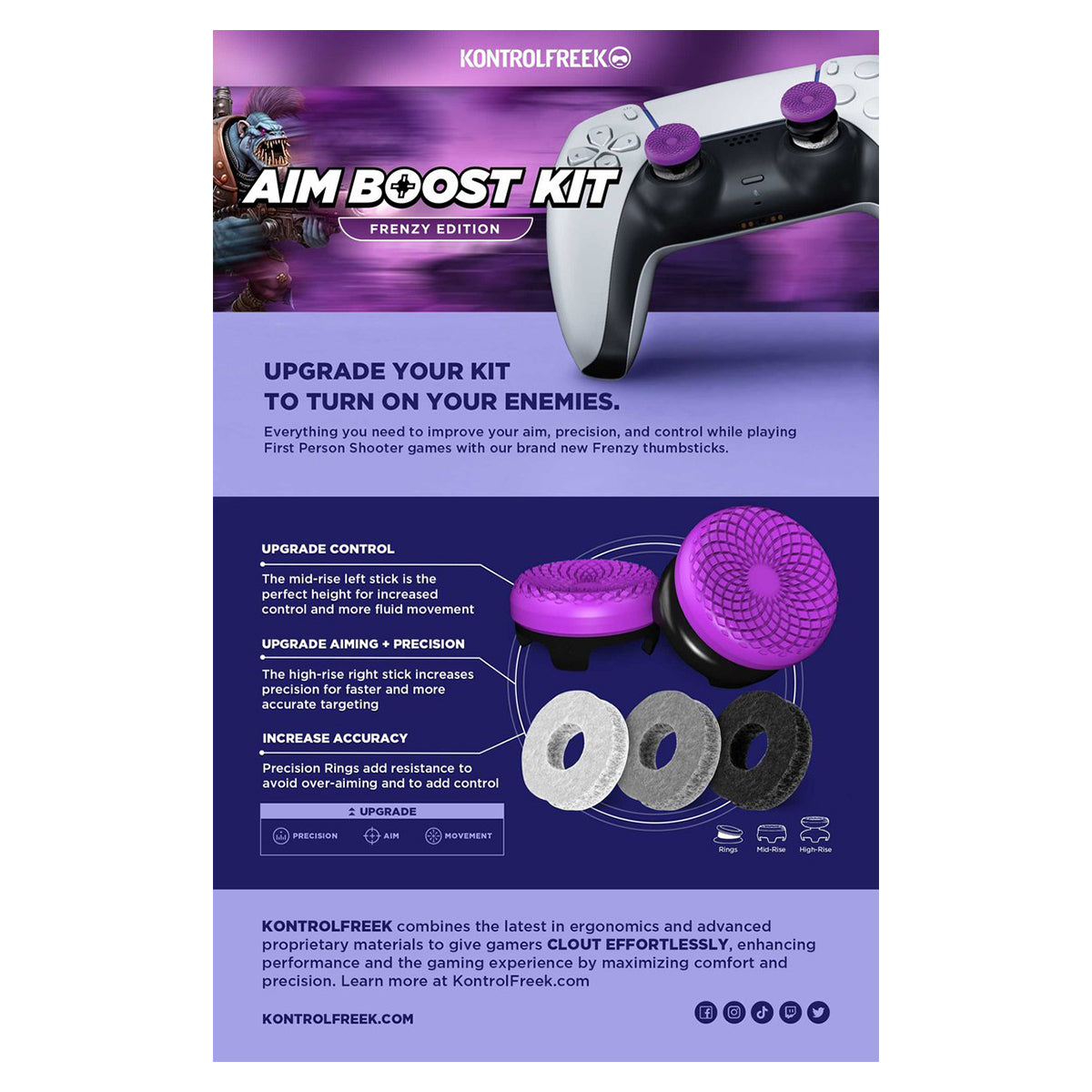 SteelSeries KontrolFreek Aim Boost Kit Frenzy Ed. Thumbsticks for PS5/PS4 (6106-PS5)