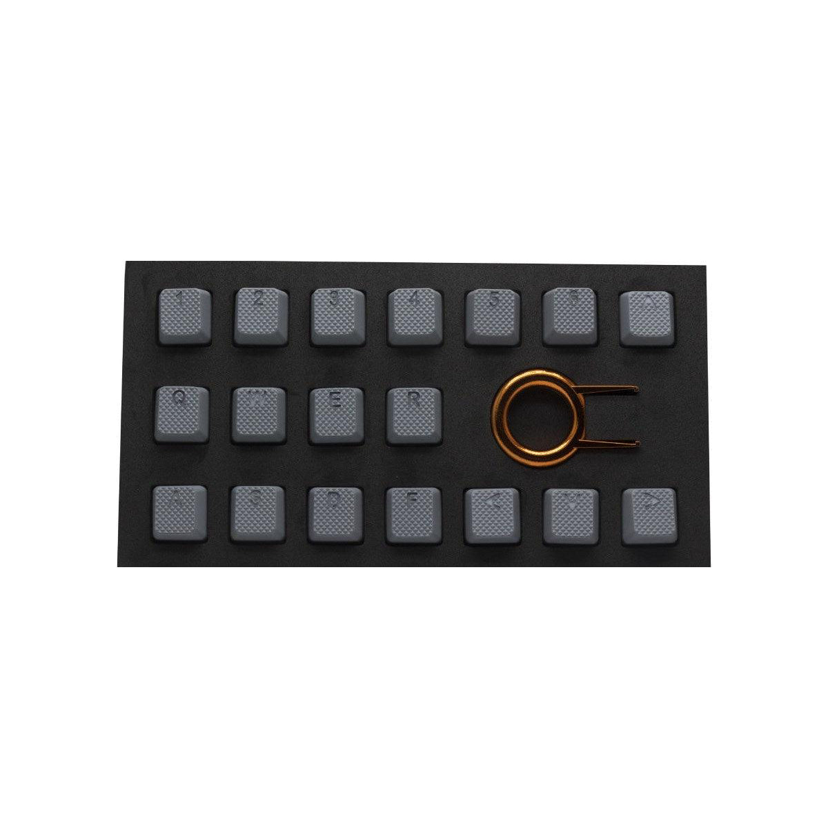 TAIHAO RUBBER DOUBLE SHOT BACKLIT GAMING KEYCAPS SET FOR CHERRY MX SWITCH TYPE (18-KEYS) (NEON GREY)