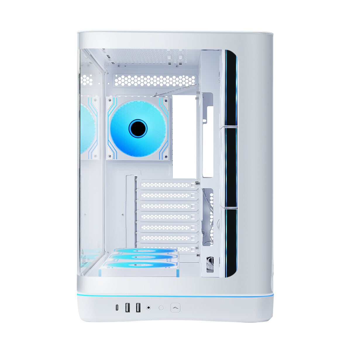 Sama V62 Mid-Tower Curved Panoramic TG Panel PC Case with 7x Pre-Installed ARGB Infinity Fans (Black, White) (V62-BKADA7X1-GL, V62-WHADA7X1-GL)