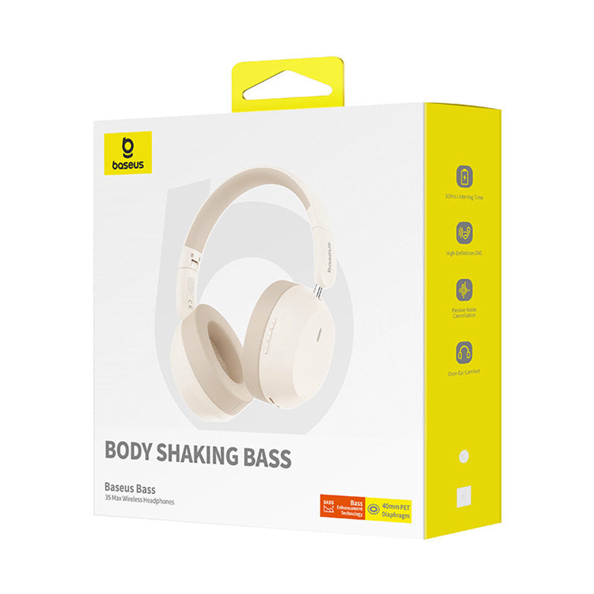 Baseus Bass 35 Max Wireless Headphone (Stellar White, Twilight Grey)