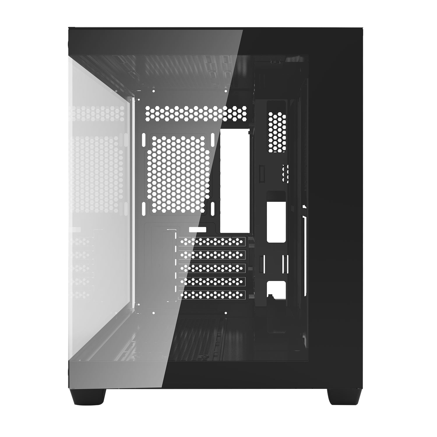DarkFlash C285MP Exquisite M-ATX PC Case Tempered Glass Panoramic Side Transparent (Black)