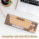 E-Yooso Z-686 Yellow Single Light 68 Keys Hot-Swappable Wired Mechanical Keyboard White/Grey