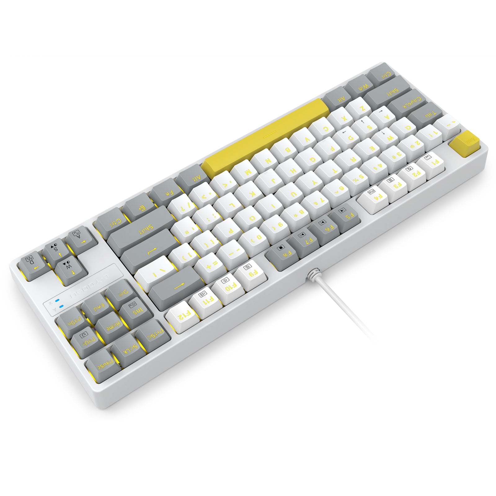 E-YOOSO Z-87 Yellow Single Light 87 Keys Wired Mechanical Keyboard White/Grey/Yellow (Red Switch)