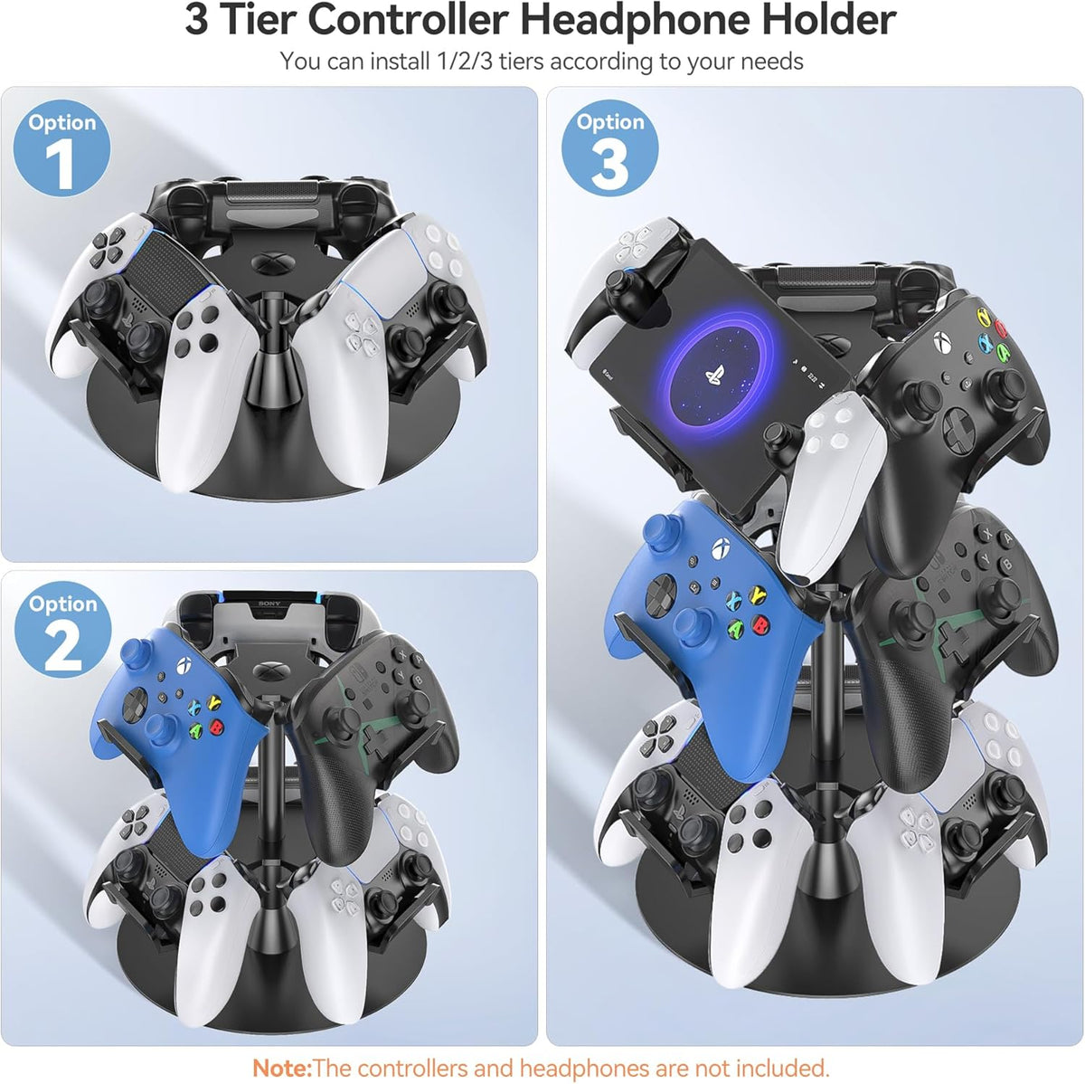OIVO Controller & Headset Stand 3 Tiers (Black) (IV-P5425-3T)