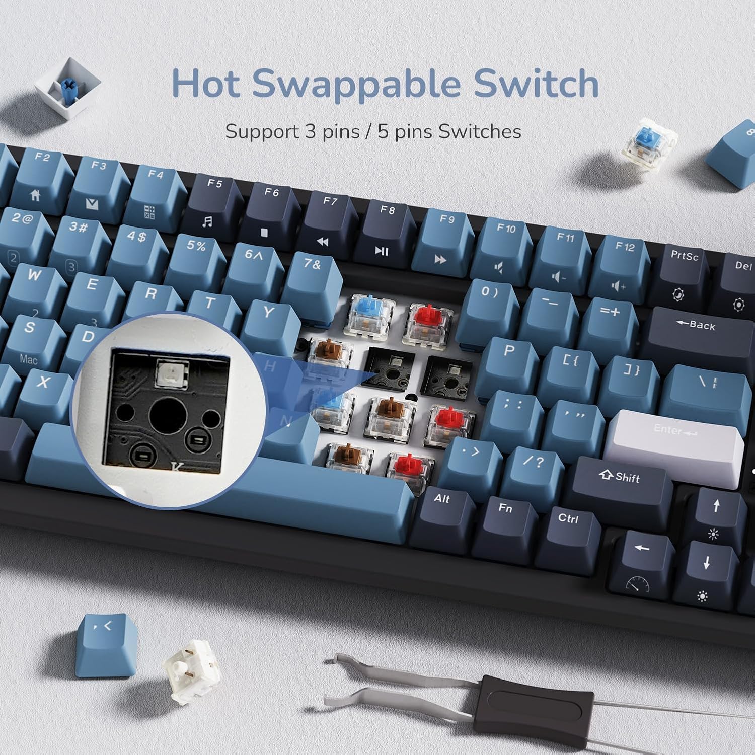 Royal Kludge RK98 Tri-Mode RGB Mechanical Keyboard Indigo