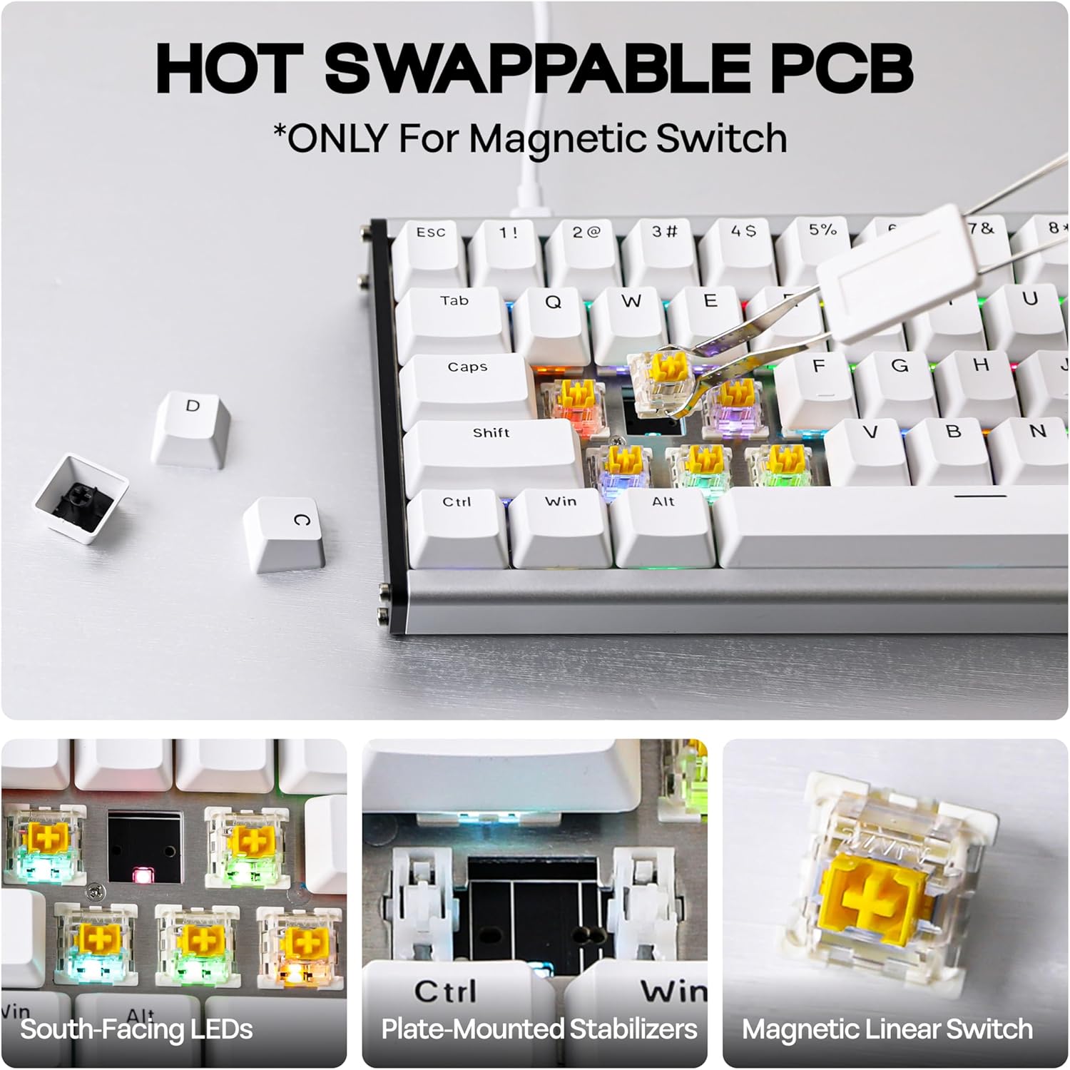 Ajazz ALUX68 Plus RGB Wired 68-Keys Aluminum CNC Case Hot-Swappable Mechanical Keyboard