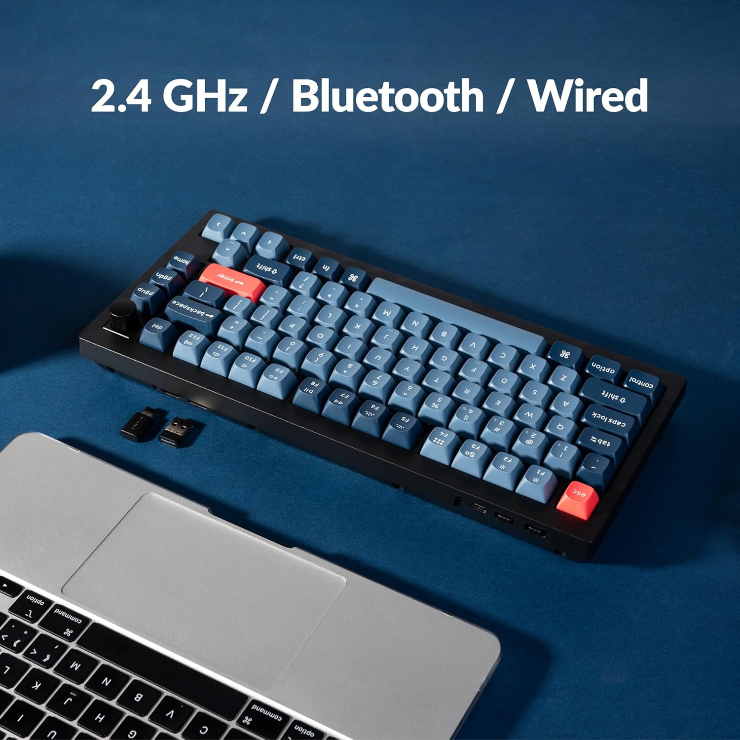 Keychron V1 Max QMK/VIA Fully-Assembled with Knob Hot-Swappable RGB Backlight 75% Wireless Custom Mechanical Keyboard - Carbon Black