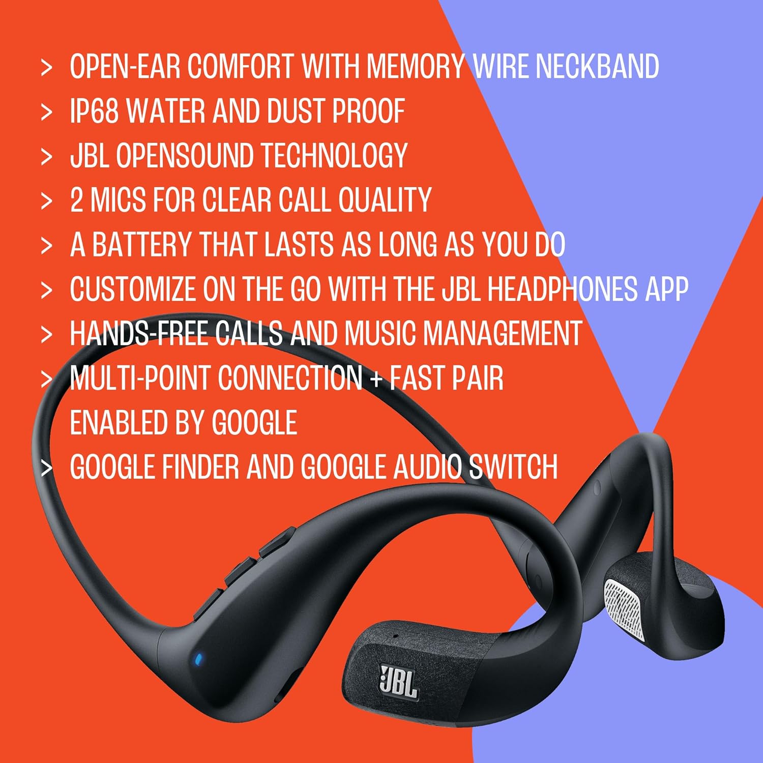 JBL Endurance Pace Open-Ear Wireless Neckband Earphone