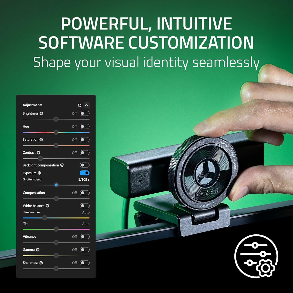 Razer Kiyo V2 4K 30 FPS AI Webcam for Creators (Black, White, Quartz)