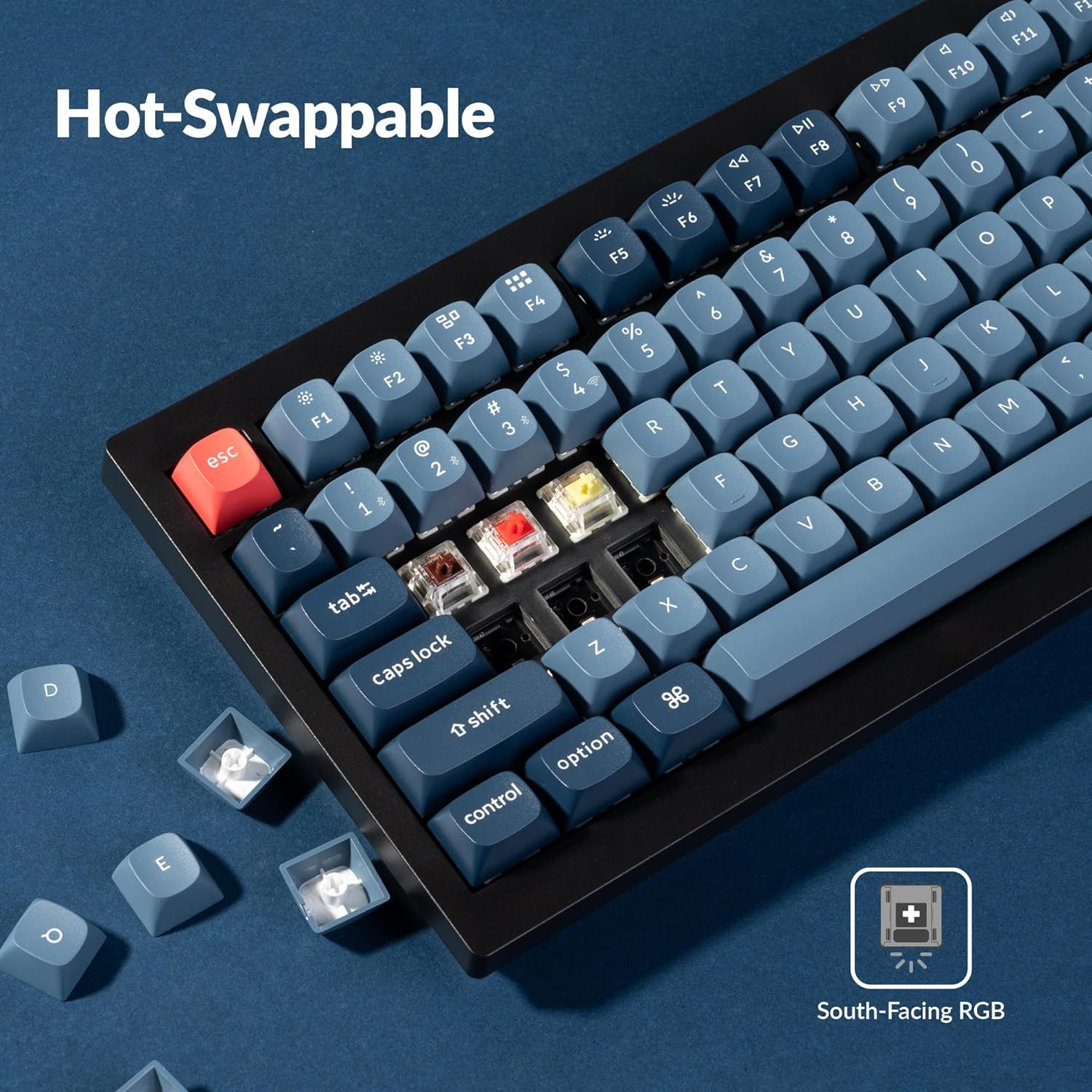 Keychron V1 Max QMK/VIA Fully-Assembled with Knob Hot-Swappable RGB Backlight 75% Wireless Custom Mechanical Keyboard - Carbon Black