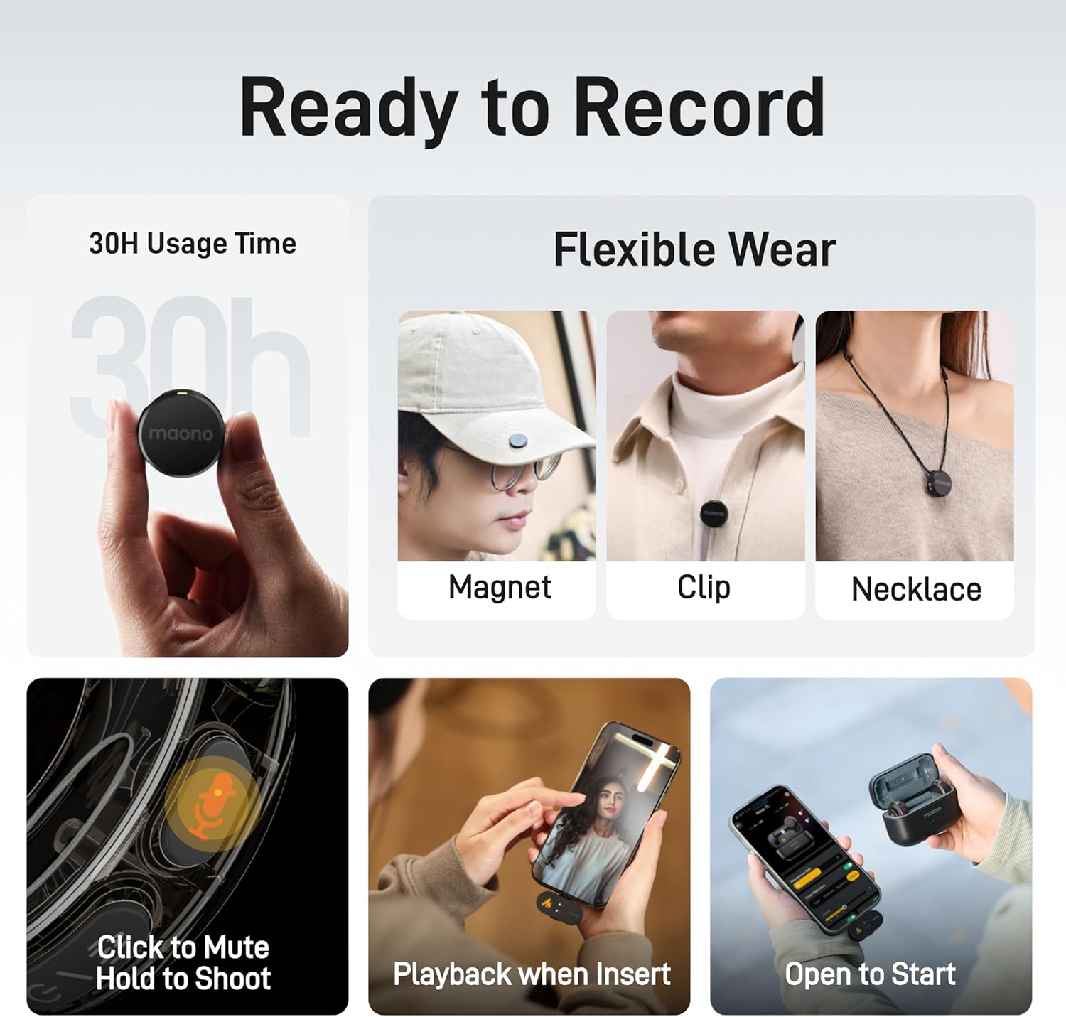 Maono Wave T5 WM650 PA3 AI Wireless Lavalier Microphone Combo Version for Camera / Lightning / Type-C