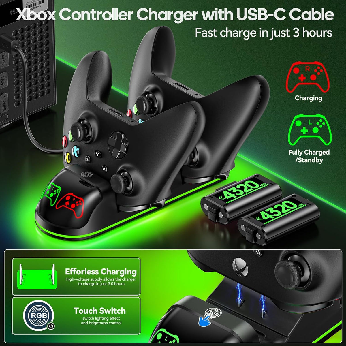 OIVO Controller Charging Station for XboxOne / Xbox Series S/X