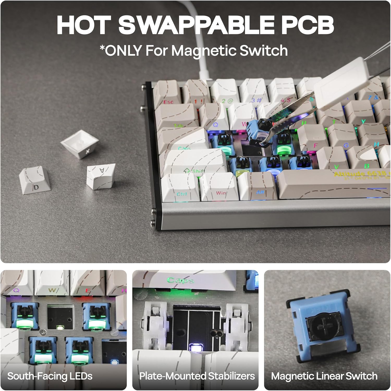 Ajazz ALUX68 Max RGB Wired 68-Keys Aluminum CNC Case Hot-Swappable Mechanical Keyboard