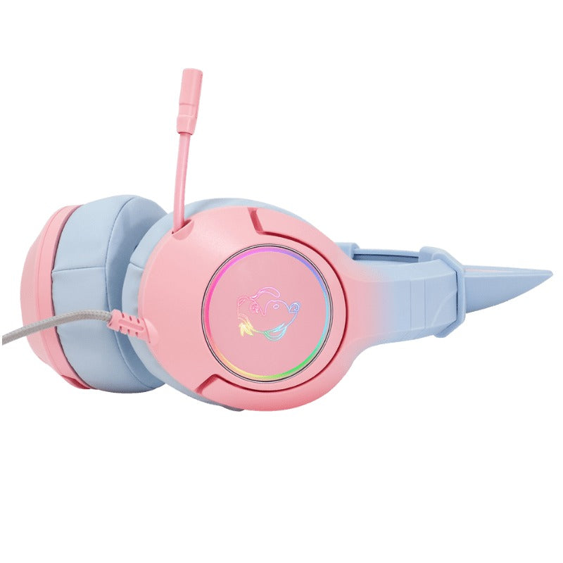 Onikuma K9 Cat Spirit 3.5MM+USB Port RGB Gradient Light Effect Stereo Gaming Headset (Pink/Blue)
