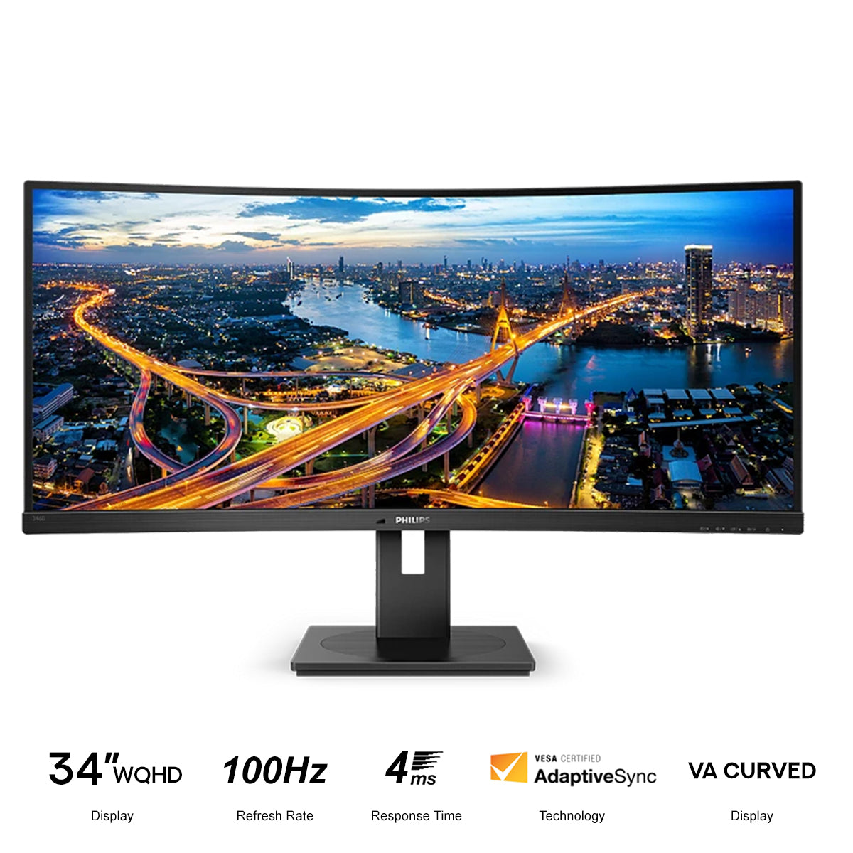 Philips B Line 346B1C/71 34" WQHD (3440x1440) 100Hz 4ms GTG VA Curved Ultrawide LCD Monitor
