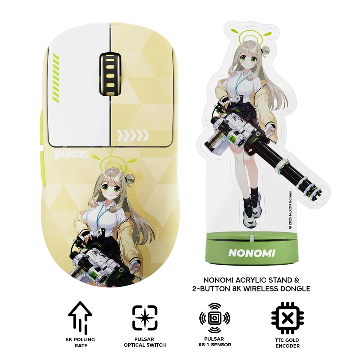 Pulsar X2 CrazyLight BlueArchive Nonomi Edition 8K Polling Rate Gaming Mouse Medium (PX2CL209)